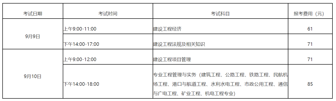 福建一建考试时间