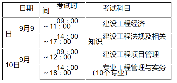 江苏一建考试时间安排